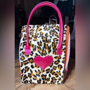 9” Pucci Pups Battat Leopard Print Heart Plush Stuffed Animal Carrier EPC